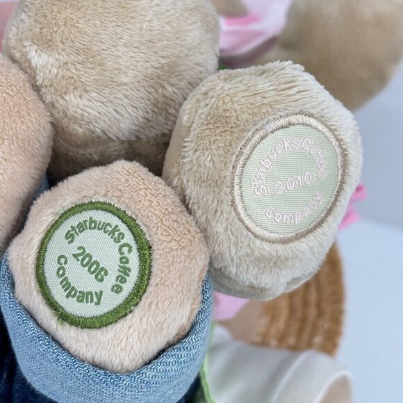 Starbucks Bearista Bear Lot of 2 Flower Gardener 2006 2010 Edition Plush Stuffed - Picture 9 of 12
